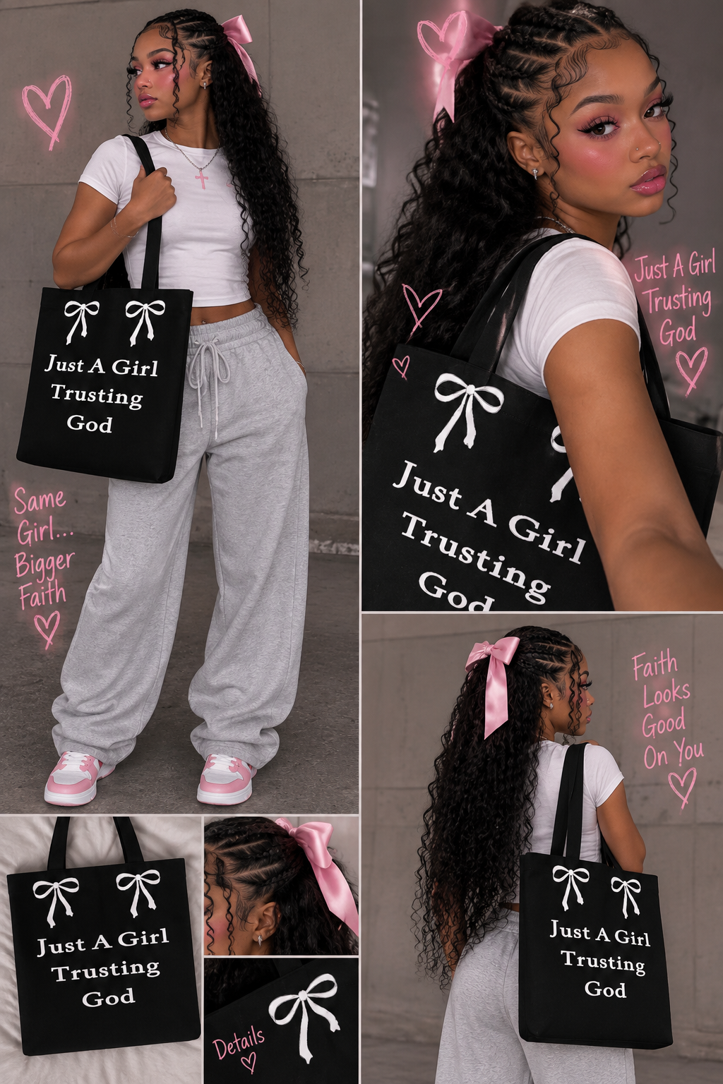 👜 Just A Girl Trusting God Tote Bag